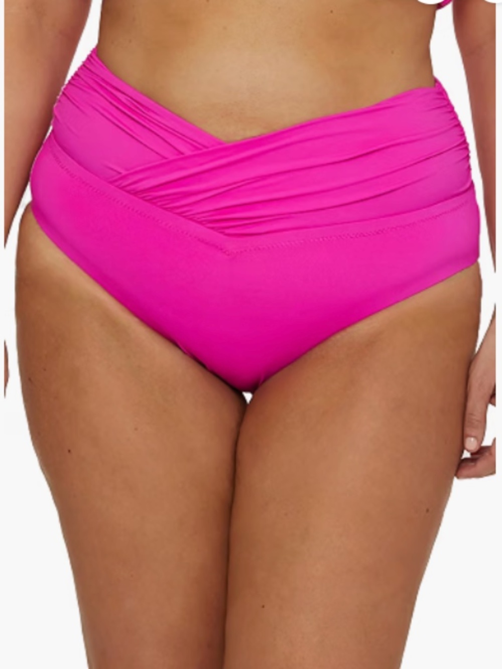 BECCA Women's Plus Size Shirred V-Front Hipster Bikini Bottom Swim Size 2X 12762